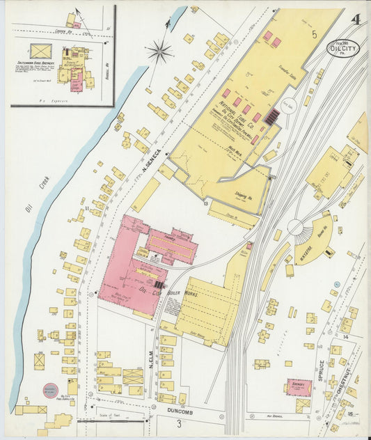Sanborn Fire Insurance Map from Oil City, Venango County, Pennsylvania (1901), Sheet #0004 - Historic Sanborn Fire Insurance Map Print, vintage old map wall art, antique decor, genealogy gift, Pennsylvania Pennsylvania map