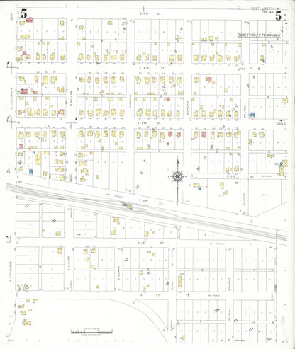 Sanborn Fire Insurance Map from West Liberty, Muscatine County, Iowa (1941), Sheet #0005 - Historic Sanborn Fire Insurance Map Print, vintage old map wall art