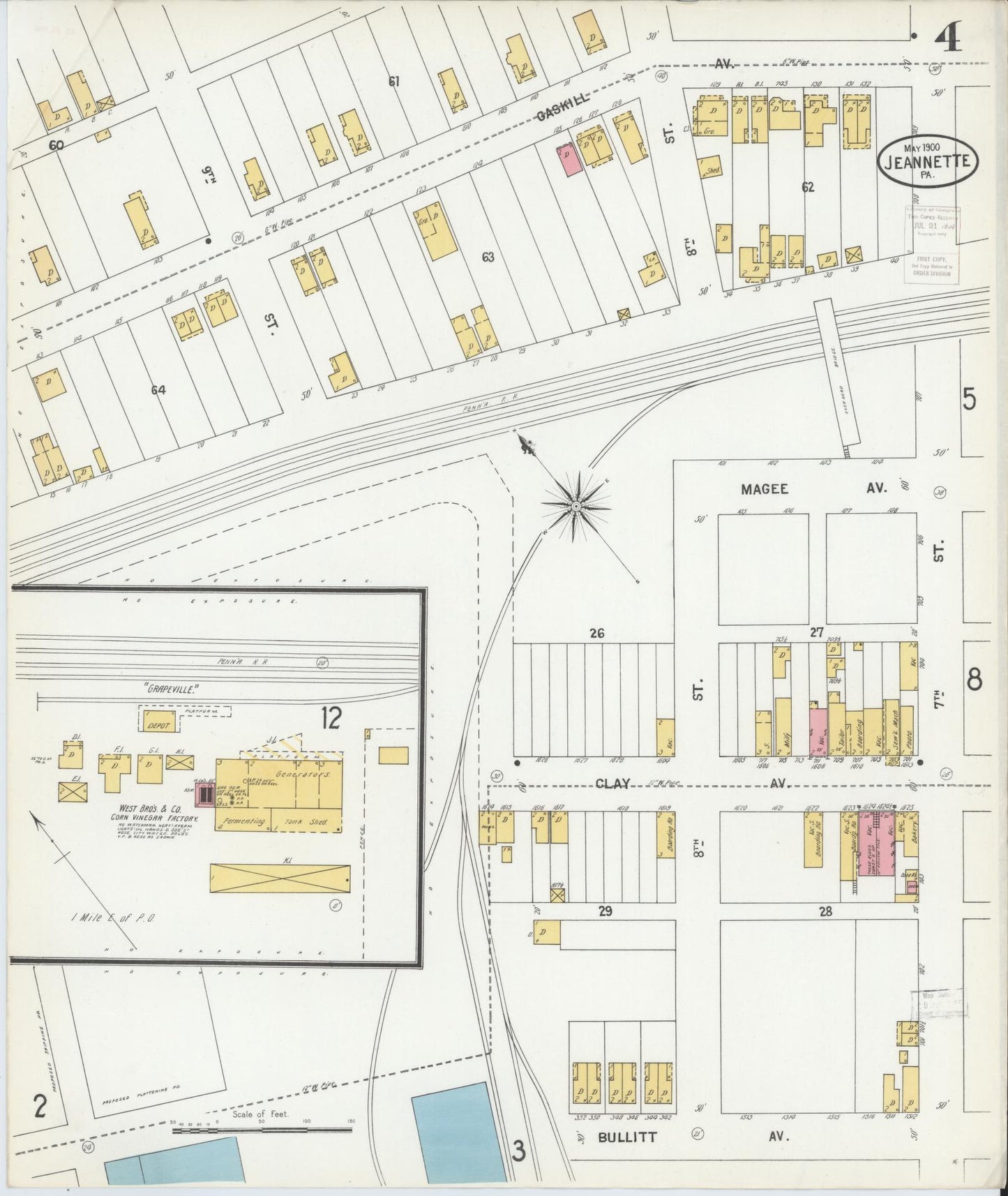 Sanborn Fire Insurance Map from Jeannette, Westmoreland County, Pennsylvania (1900), Sheet #0004 - Complete Map Set gallery image, historic Sanborn map, vintage wall art, Pennsylvania Pennsylvania