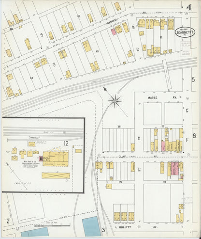 Sanborn Fire Insurance Map from Jeannette, Westmoreland County, Pennsylvania (1900), Sheet #0004 - Complete Map Set gallery image, historic Sanborn map, vintage wall art, Pennsylvania Pennsylvania
