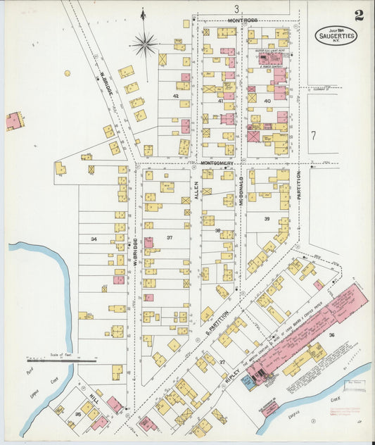 Sanborn Fire Insurance Map from Saugerties, Ulster County, New York (1904), Sheet #0002 - Historic Sanborn Fire Insurance Map Print, vintage old map wall art, antique decor, genealogy gift, New York New York map