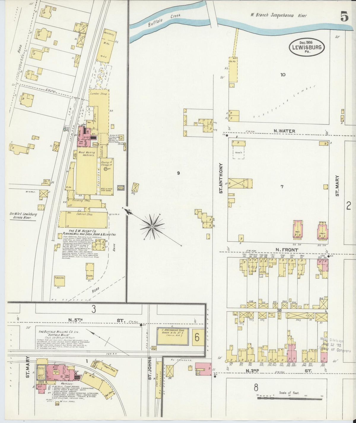 Sanborn Fire Insurance Map from Lewisburg, Union County, Pennsylvania (1906), Sheet #0005 - Complete Map Set gallery image, historic Sanborn map, vintage wall art, Pennsylvania Pennsylvania