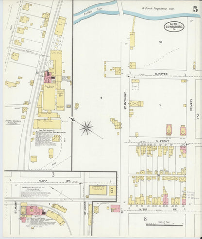 Sanborn Fire Insurance Map from Lewisburg, Union County, Pennsylvania (1906), Sheet #0005 - Complete Map Set gallery image, historic Sanborn map, vintage wall art, Pennsylvania Pennsylvania