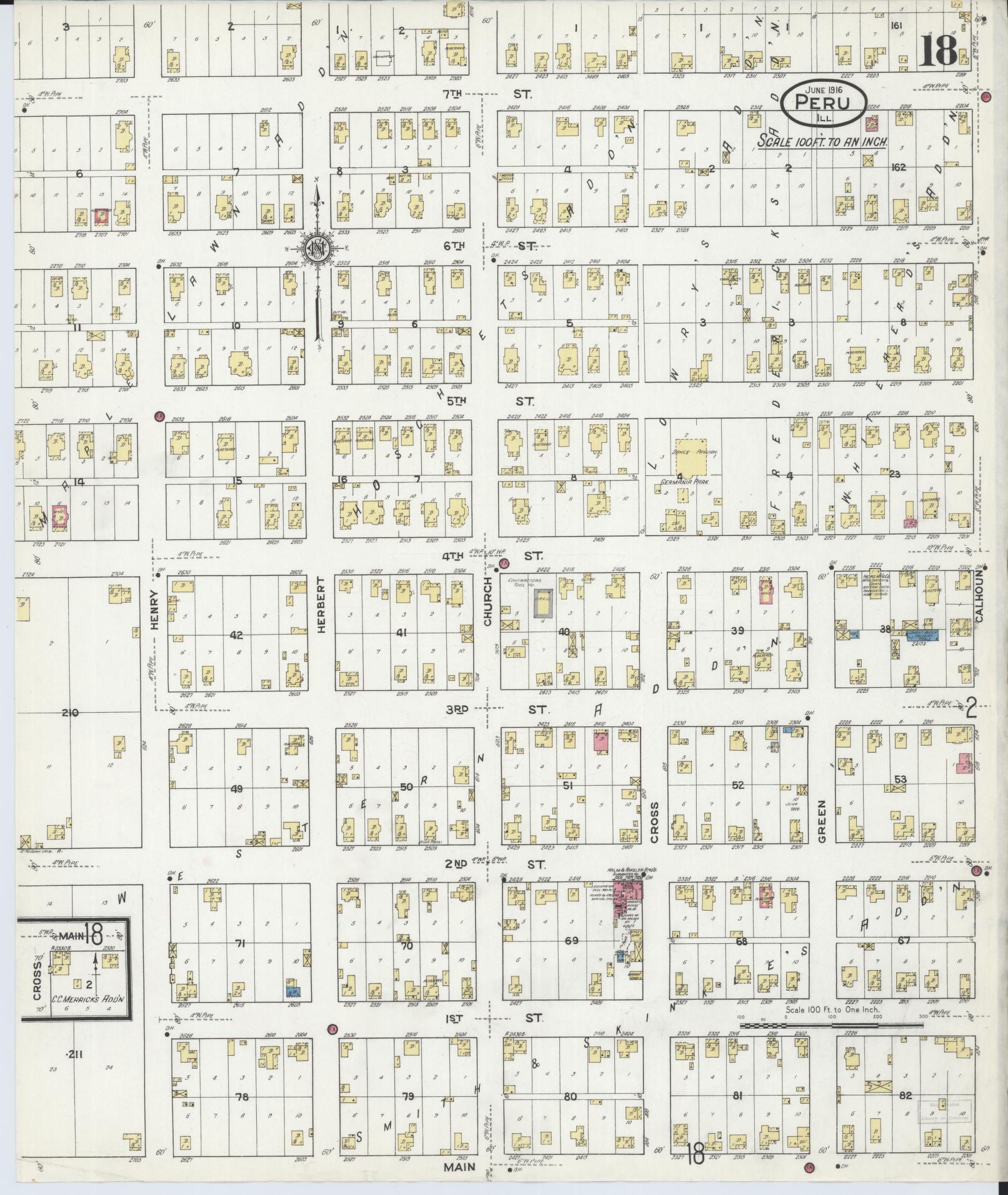 Sanborn Fire Insurance Map from Peru, La Salle County, Illinois (1916), Sheet #0018 - Complete Map Set gallery image, historic Sanborn map, vintage wall art, Illinois Illinois