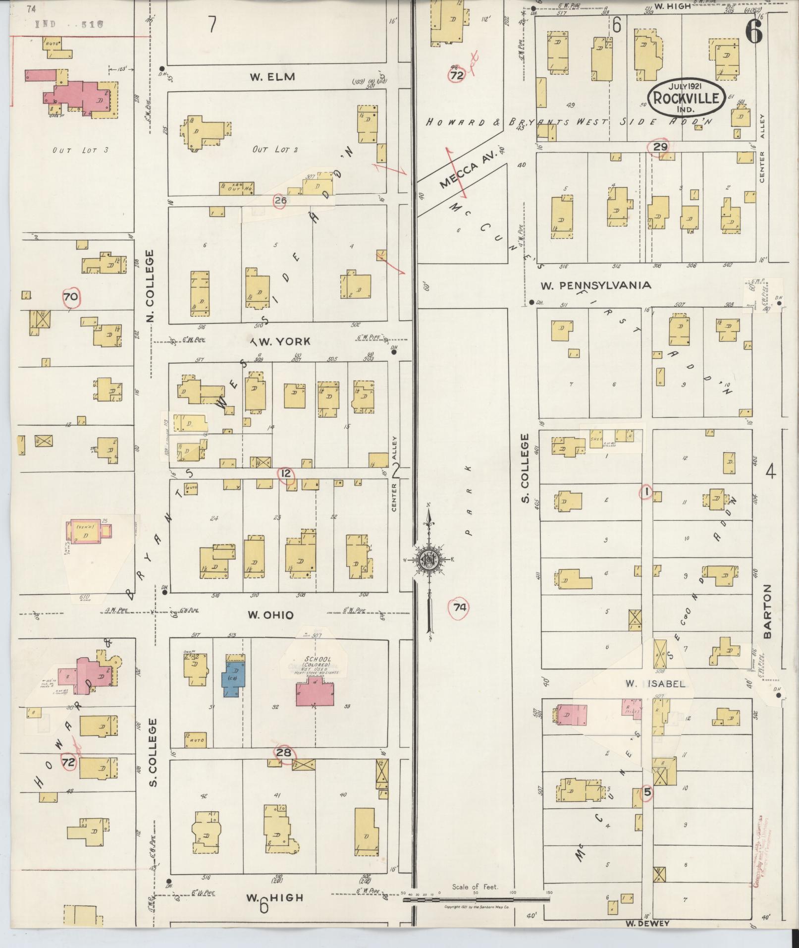 Sanborn Fire Insurance Map from Rockville, Parke County, Indiana (1932), Sheet #0006 - Complete Map Set gallery image, historic Sanborn map, vintage wall art, Indiana Indiana
