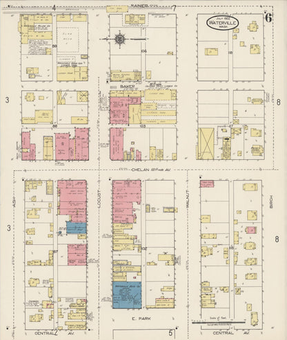 Sanborn Fire Insurance Map from Waterville, Douglas County, Washington (1922), Sheet #0006 - Complete Map Set gallery image, historic Sanborn map, vintage wall art, Washington Washington