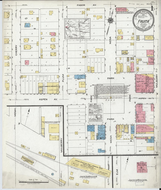 Sanborn Fire Insurance Map from Fruita, Mesa County, Colorado (1919), Sheet #0001 - Historic Sanborn Fire Insurance Map Print, vintage old map wall art, antique decor, genealogy gift, Colorado Colorado map