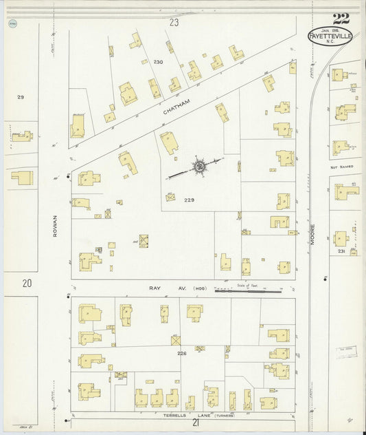 Sanborn Fire Insurance Map from Fayetteville, Cumberland County, North Carolina (1914), Sheet #0022 - Historic Sanborn Fire Insurance Map Print, vintage old map wall art, antique decor, genealogy gift, North Carolina North Carolina map