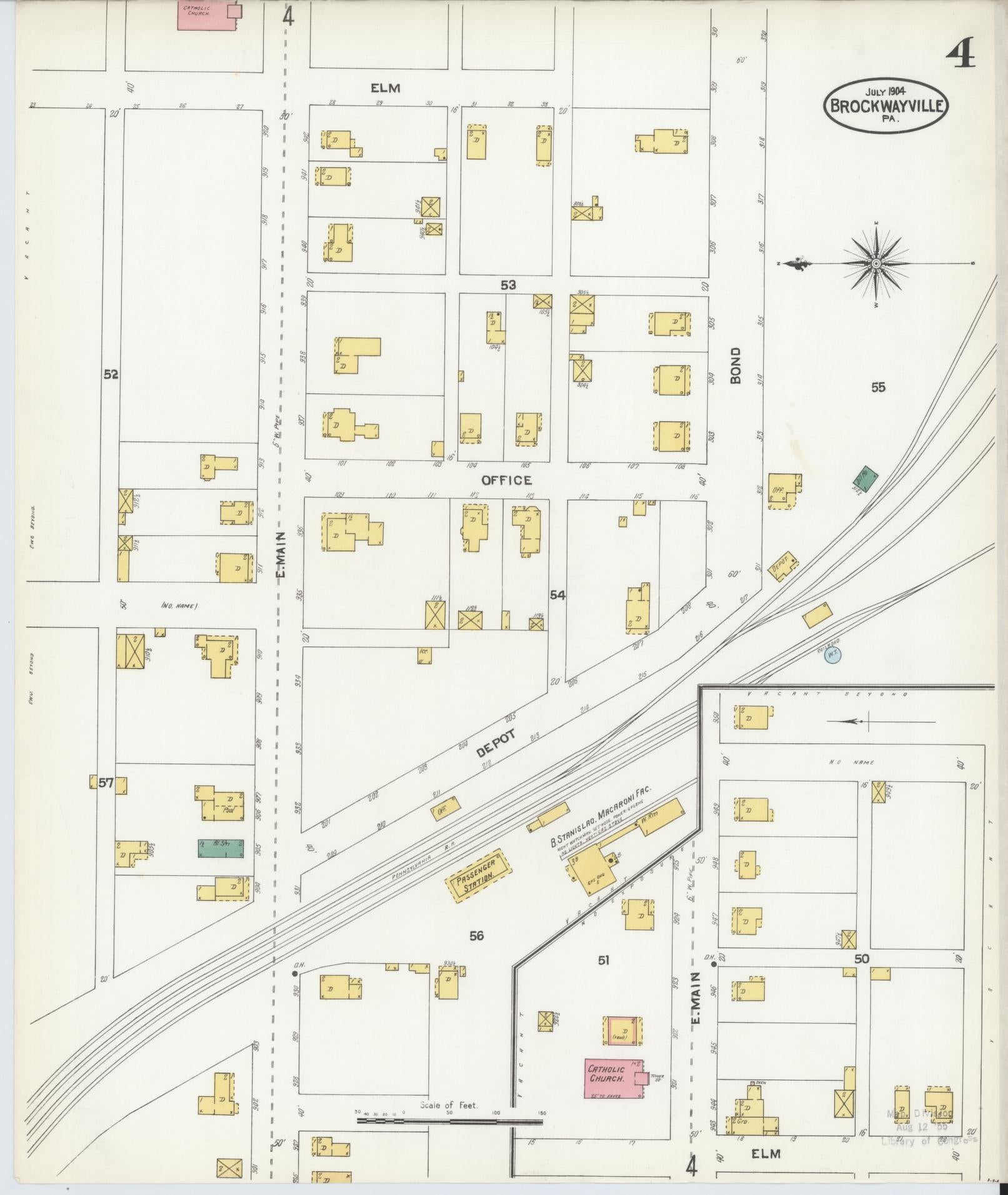 Sanborn Fire Insurance Map from Brockway, Jefferson County, Pennsylvania (1904), Sheet #0004 - Historic Sanborn Fire Insurance Map Print, vintage old map wall art, antique decor, genealogy gift, Pennsylvania Pennsylvania map