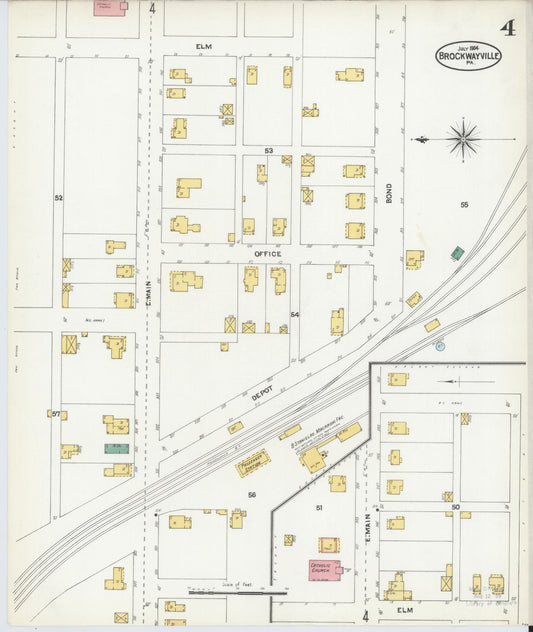 Sanborn Fire Insurance Map from Brockway, Jefferson County, Pennsylvania (1904), Sheet #0004 - Historic Sanborn Fire Insurance Map Print, vintage old map wall art, antique decor, genealogy gift, Pennsylvania Pennsylvania map