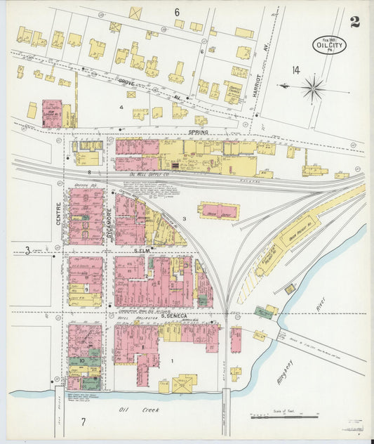 Sanborn Fire Insurance Map from Oil City, Venango County, Pennsylvania (1901), Sheet #0002 - Historic Sanborn Fire Insurance Map Print, vintage old map wall art, antique decor, genealogy gift, Pennsylvania Pennsylvania map