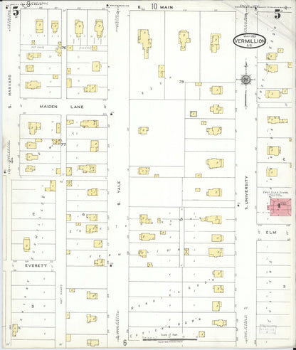 Sanborn Fire Insurance Map from Vermillion, Clay County, South Dakota (1923), Sheet #0005 - Complete Map Set gallery image, historic Sanborn map, vintage wall art, South Dakota South Dakota