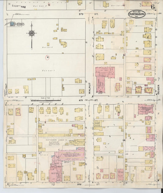 Sanborn Fire Insurance Map from Huntingburg, Dubois County, Indiana (1949), Sheet #0006 - Historic Sanborn Fire Insurance Map Print, vintage old map wall art, antique decor, genealogy gift, Indiana Indiana map