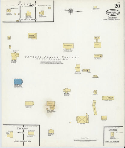 Sanborn Fire Insurance Map from Huntsville, Madison County, Alabama (1921), Sheet #0020 - Complete Map Set gallery image, historic Sanborn map, vintage wall art, Alabama Alabama