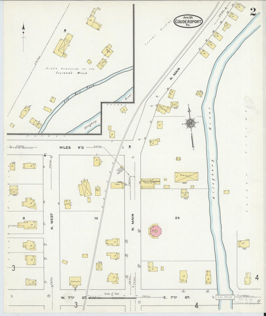 Sanborn Fire Insurance Map from Coudersport, Potter County, Pennsylvania (1911), Sheet #0002 - Historic Sanborn Fire Insurance Map Print, vintage old map wall art, antique decor, genealogy gift, Pennsylvania Pennsylvania map