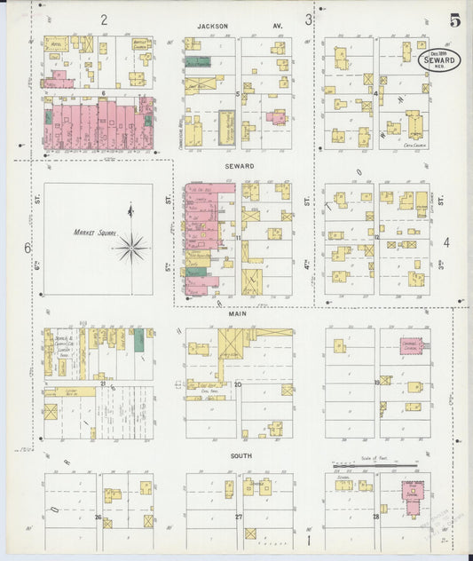 Sanborn Fire Insurance Map from Seward, Seward County, Nebraska (1899), Sheet #0005 - Historic Sanborn Fire Insurance Map Print, vintage old map wall art, antique decor, genealogy gift, Nebraska Nebraska map