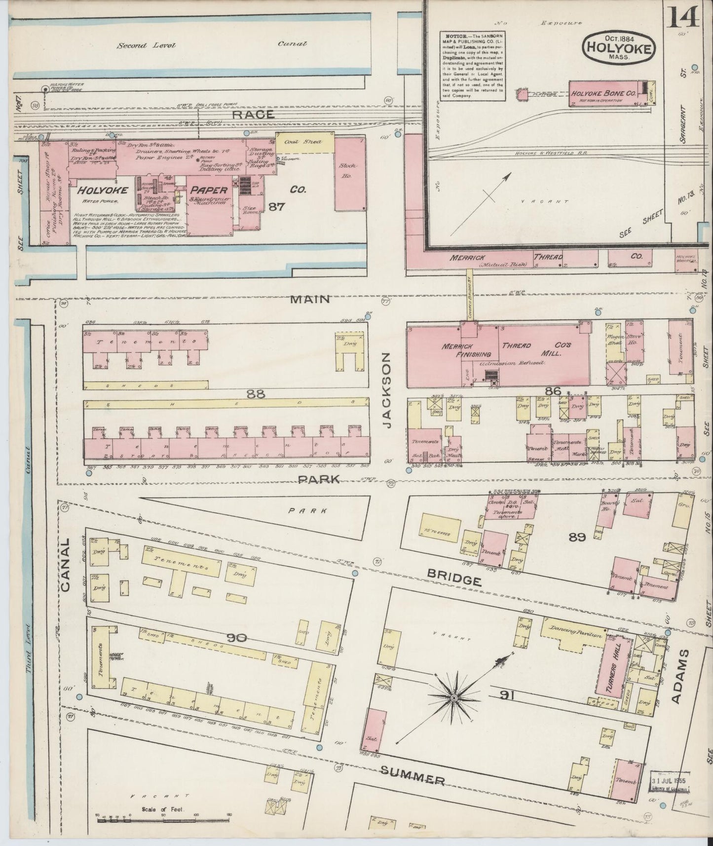 Sanborn Fire Insurance Map from Holyoke, Hampden County, Massachusetts (1884), Sheet #0014 - Complete Map Set gallery image, historic Sanborn map, vintage wall art, Massachusetts Massachusetts