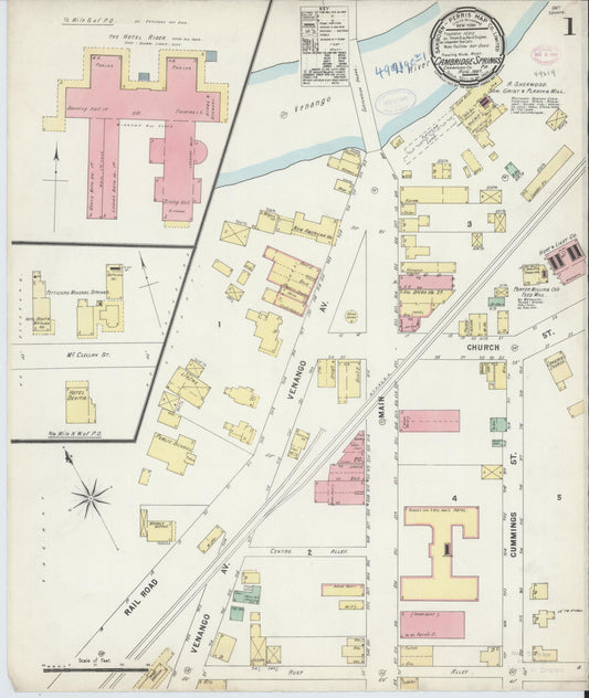 Sanborn Fire Insurance Map from Cambridge Springs, Crawford County, Pennsylvania (1897), Sheet #0001 - Complete Map Set gallery image, historic Sanborn map, vintage wall art, Pennsylvania Pennsylvania
