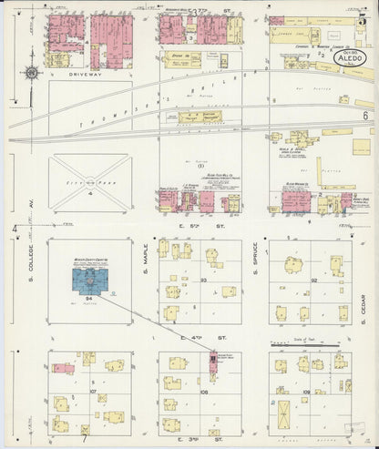 Sanborn Fire Insurance Map from Aledo, Mercer County, Illinois (1913), Sheet #0005 - Complete Map Set gallery image, historic Sanborn map, vintage wall art, Illinois Illinois