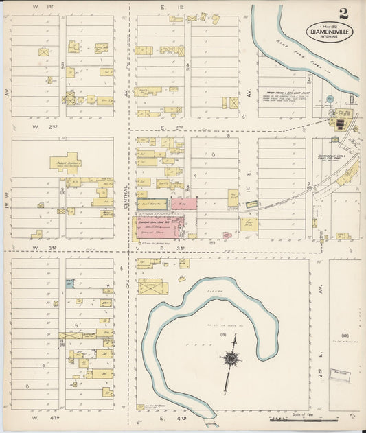 Sanborn Fire Insurance Map from Diamondville, Lincoln County, Wyoming (1912), Sheet #0002 - Historic Sanborn Fire Insurance Map Print, vintage old map wall art, antique decor, genealogy gift, Wyoming Wyoming map