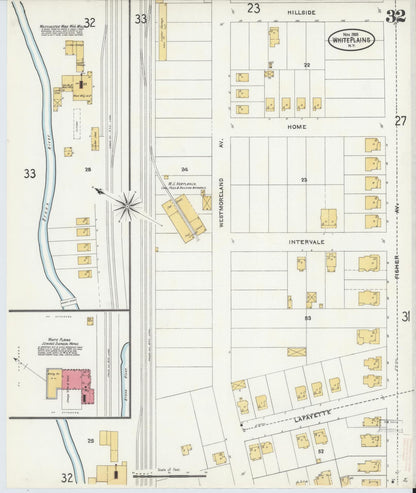 Sanborn Fire Insurance Map from White Plains, Westchester County, New York (1905), Sheet #0032 - Complete Map Set gallery image, historic Sanborn map, vintage wall art, New York New York