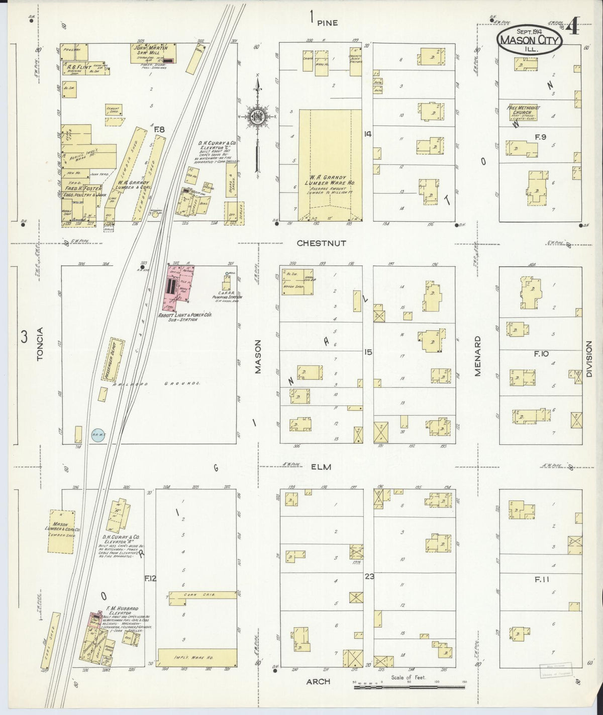 Sanborn Fire Insurance Map from Mason City, Mason County, Illinois (1914), Sheet #0004 - Complete Map Set gallery image, historic Sanborn map, vintage wall art, Illinois Illinois