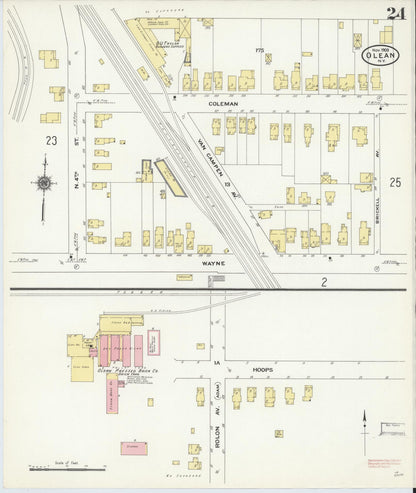 Sanborn Fire Insurance Map from Olean, Cattaraugus County, New York (1909), Sheet #0024 - Complete Map Set gallery image, historic Sanborn map, vintage wall art, New York New York