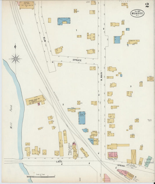 Sanborn Fire Insurance Map from Monroe, Orange County, New York (1897), Sheet #0002 - Historic Sanborn Fire Insurance Map Print, vintage old map wall art, antique decor, genealogy gift, New York New York map