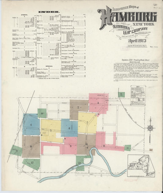 Sanborn Fire Insurance Map from Hamburg, Erie County, New York. (1913) – Historic Sanborn Fire Insurance Map Print