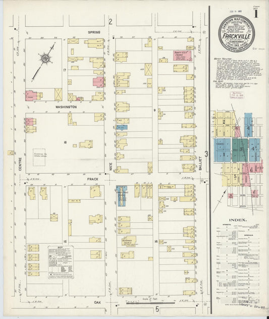 Sanborn Fire Insurance Map from Frackville, Schuylkill County, Pennsylvania (1912), Sheet #0001 - Historic Sanborn Fire Insurance Map Print, vintage old map wall art, antique decor, genealogy gift, Pennsylvania Pennsylvania map