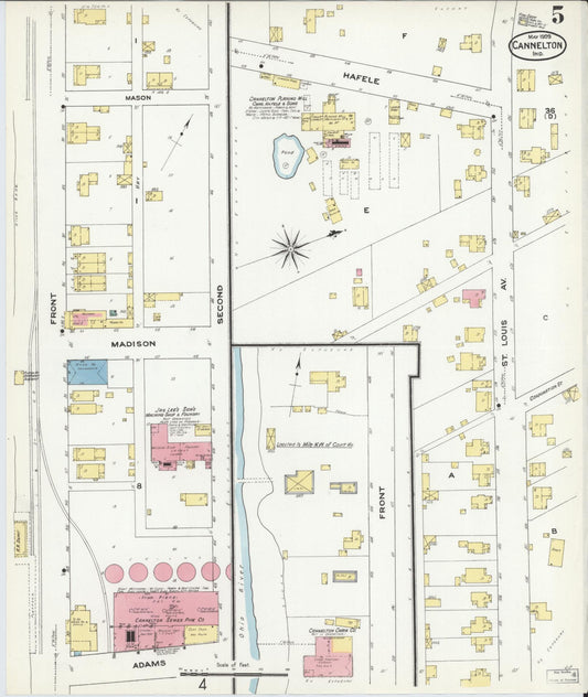 Sanborn Fire Insurance Map from Cannelton, Perry County, Indiana (1909), Sheet #0005 - Historic Sanborn Fire Insurance Map Print, vintage old map wall art, antique decor, genealogy gift, Indiana Indiana map
