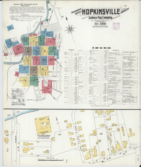 Sanborn Fire Insurance Map from Hopkinsville, Christian County, Kentucky (1906), Sheet #0001 - Complete Map Set gallery image, historic Sanborn map, vintage wall art, Kentucky Kentucky