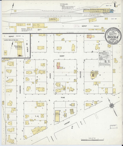 Sanborn Fire Insurance Map from Osceola, Polk County, Wisconsin (1911), Sheet #0001 - Complete Map Set gallery image, historic Sanborn map, vintage wall art, Wisconsin Wisconsin
