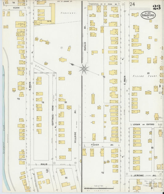 Sanborn Fire Insurance Map from Bradford, McKean County, Pennsylvania (1899), Sheet #0023 - Historic Sanborn Fire Insurance Map Print, vintage old map wall art, antique decor, genealogy gift, Pennsylvania Pennsylvania map