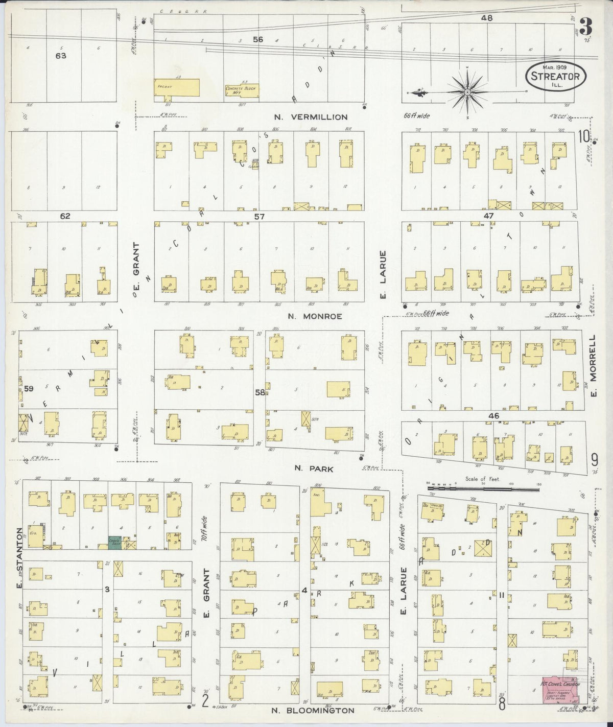 Sanborn Fire Insurance Map from Streator, La Salle County, Illinois (1909), Sheet #0003 - Complete Map Set gallery image, historic Sanborn map, vintage wall art, Illinois Illinois