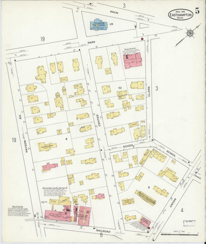 Sanborn Fire Insurance Map from East Hampton, Hampshire County, Massachusetts (1916), Sheet #0005 - Historic Sanborn Fire Insurance Map Print, vintage old map wall art, antique decor, genealogy gift, Massachusetts Massachusetts map