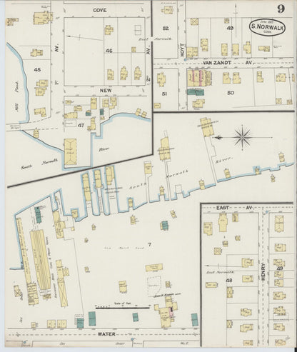 Sanborn Fire Insurance Map from South Norwalk, Fairfield County, Connecticut (1889), Sheet #0009 - Complete Map Set gallery image, historic Sanborn map, vintage wall art, Connecticut Connecticut