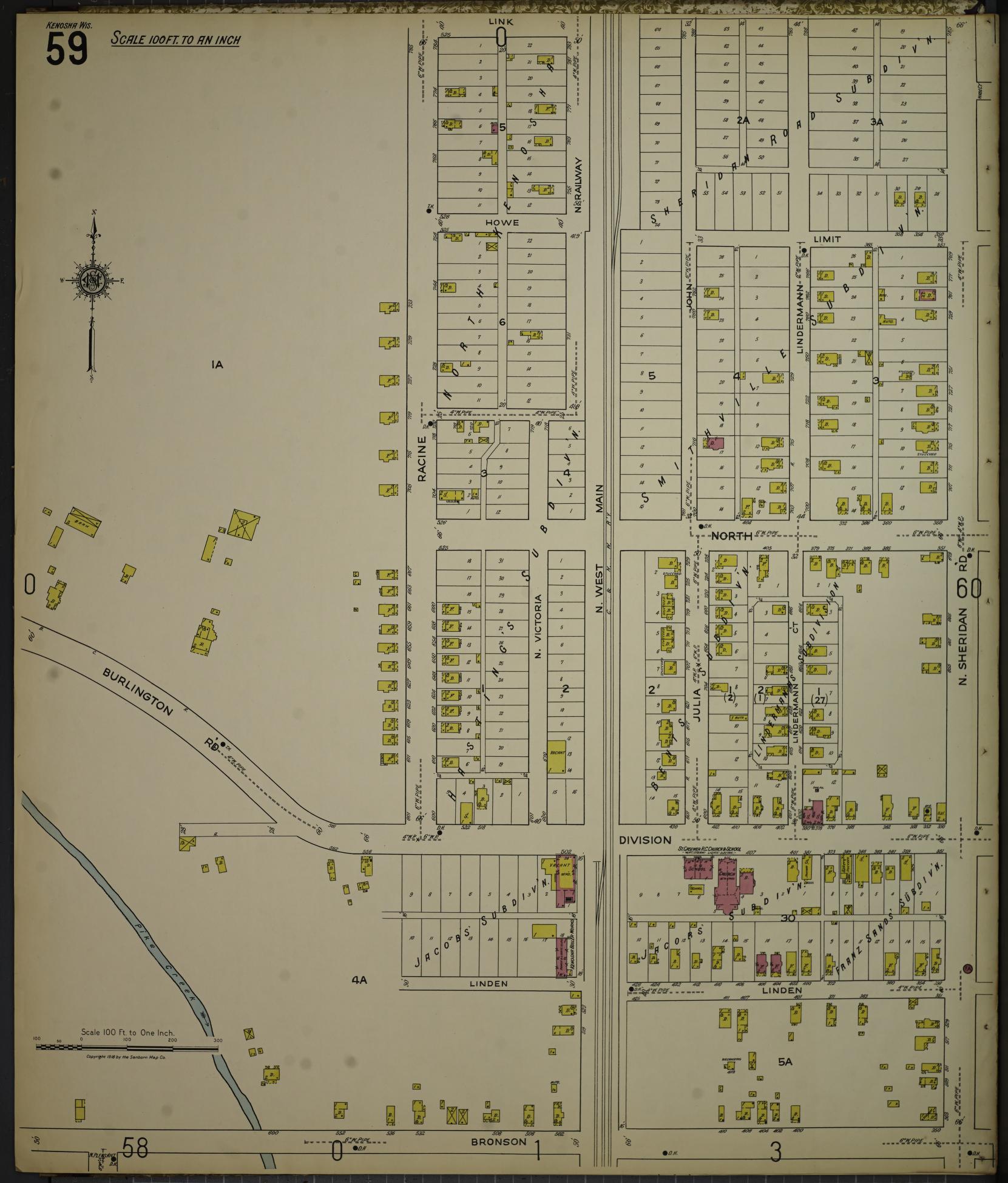 Sanborn Fire Insurance Map from Kenosha, Kenosha County, Wisconsin. (1918), Sheet 63