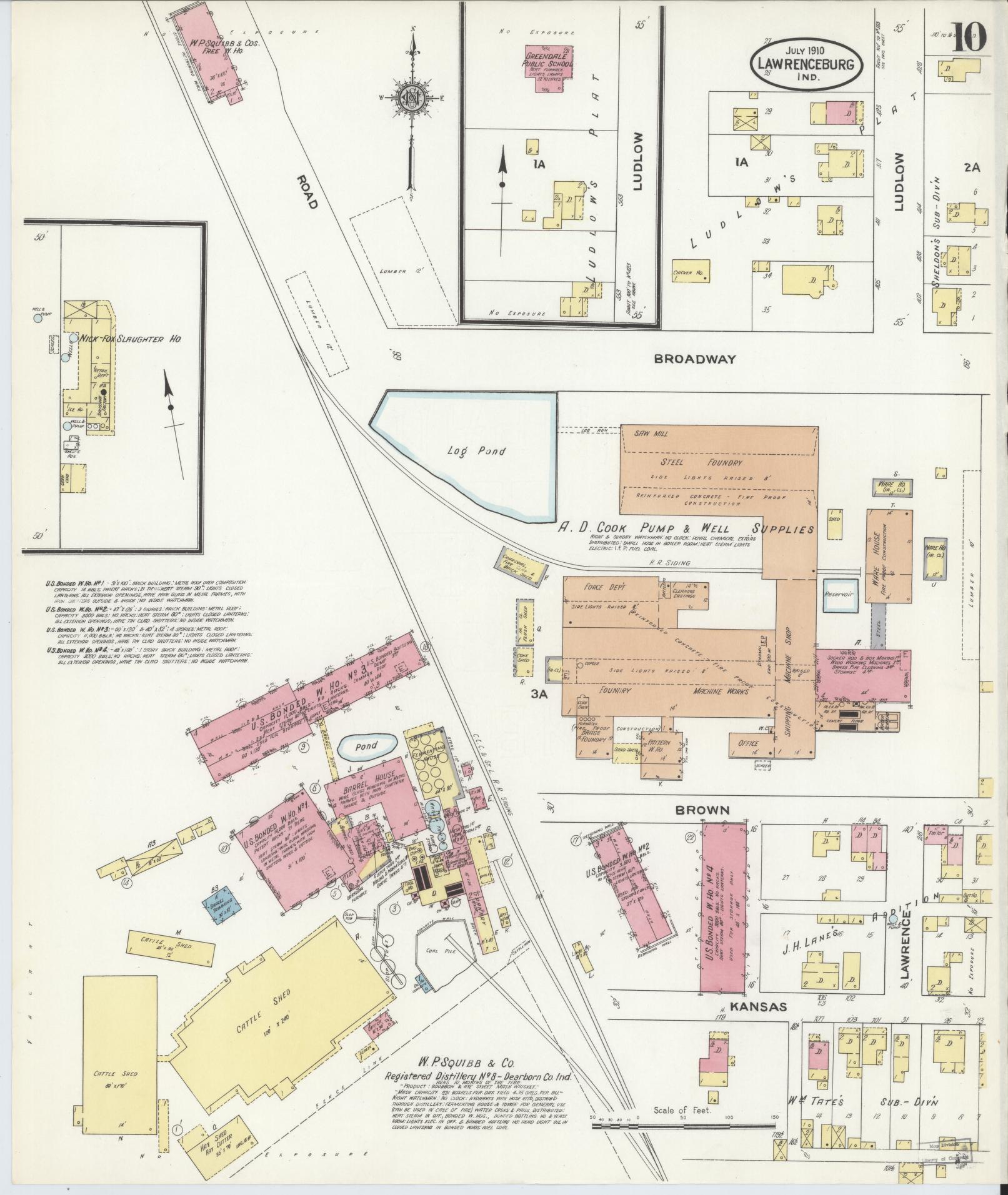 Sanborn Fire Insurance Map from Lawrenceburg, Dearborn County, Indiana (1910), Sheet #0010 - Complete Map Set gallery image, historic Sanborn map, vintage wall art, Indiana Indiana