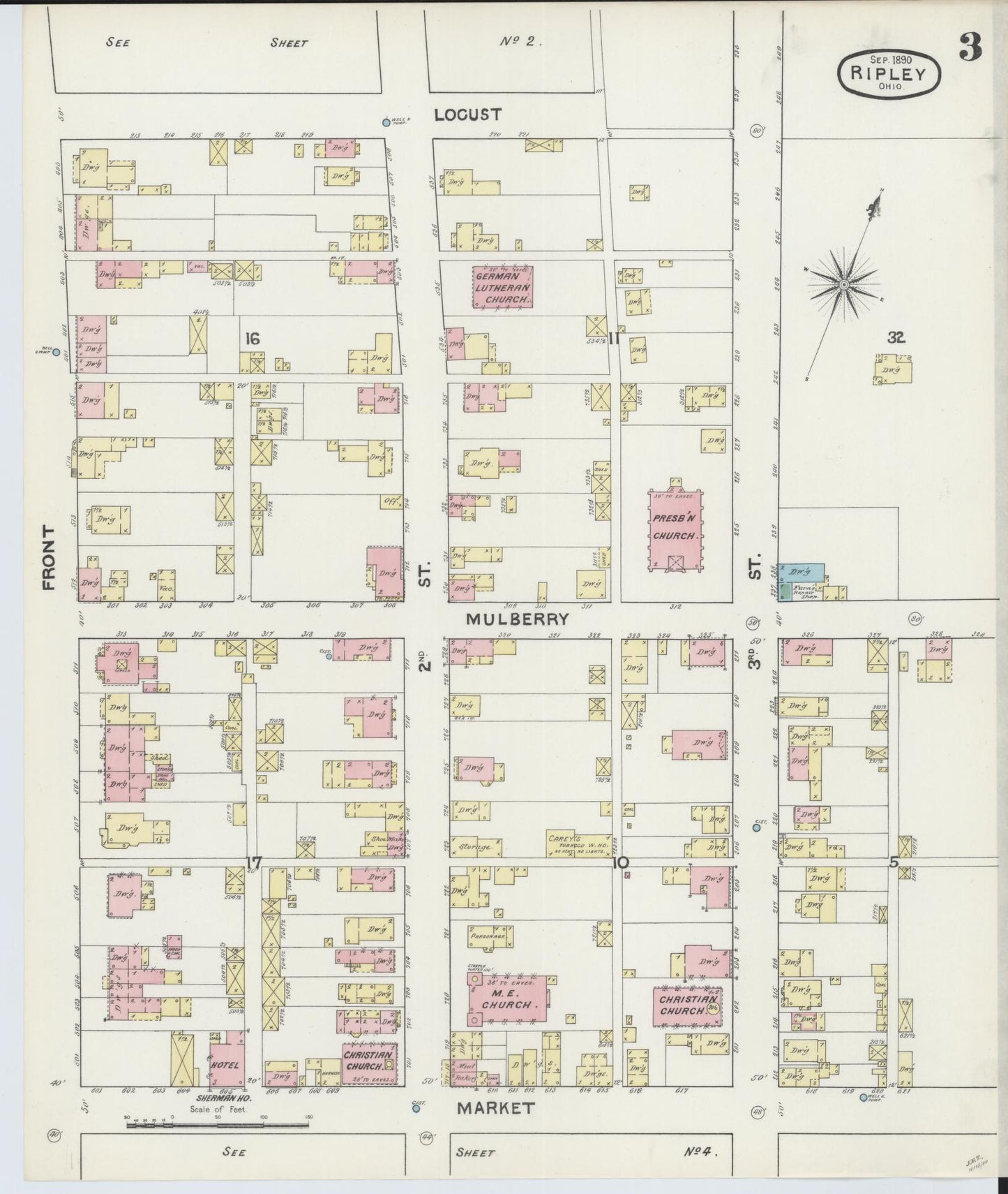 Sanborn Fire Insurance Map from Ripley, Brown County, Ohio (1890), Sheet #0003 - Historic Sanborn Fire Insurance Map Print, vintage old map wall art, antique decor, genealogy gift, Ohio Ohio map