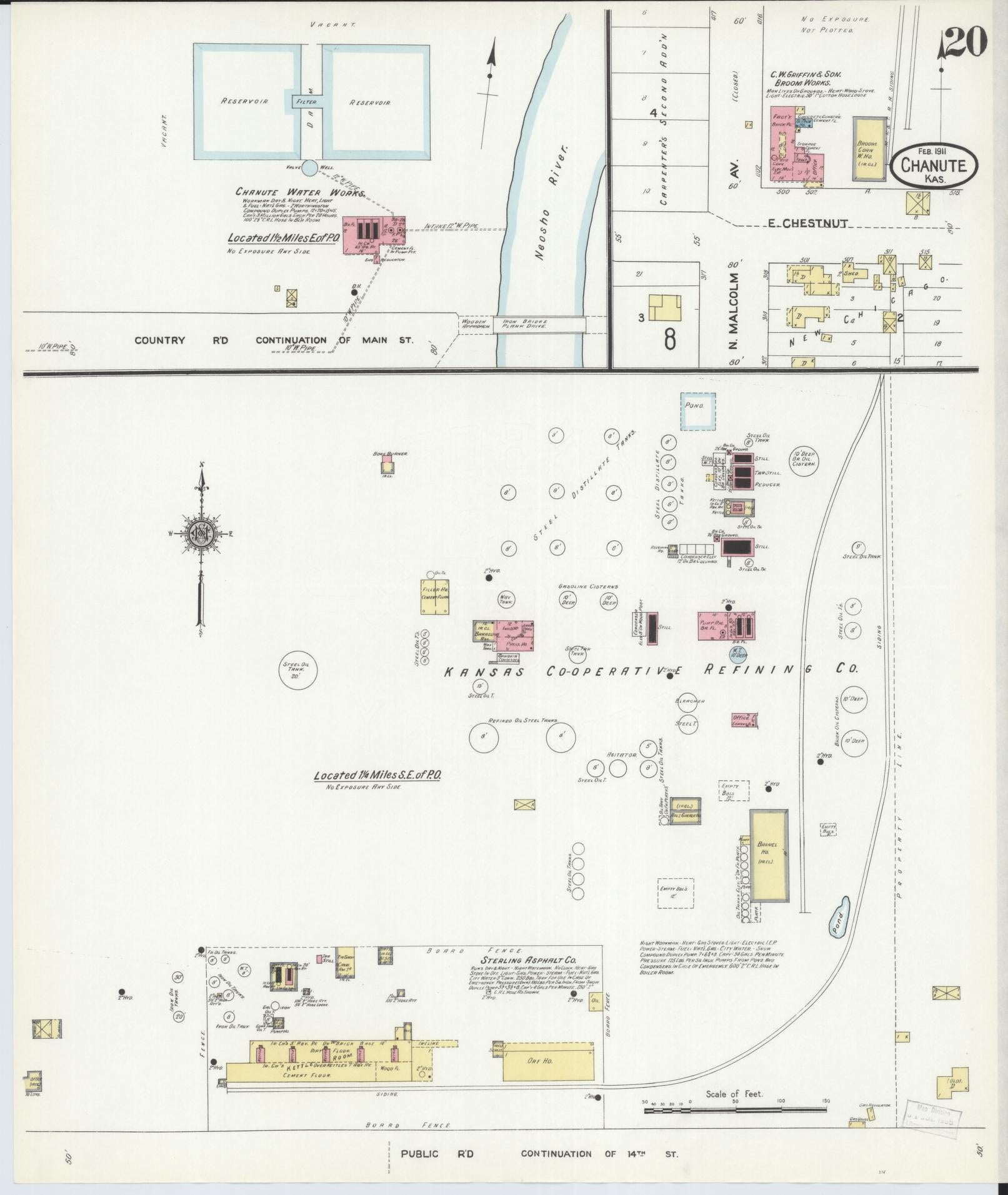 Sanborn Fire Insurance Map from Chanute, Neosho County, Kansas (1911), Sheet #0020 - Complete Map Set gallery image, historic Sanborn map, vintage wall art, Kansas Kansas