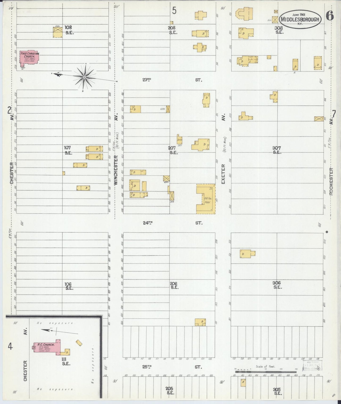 Sanborn Fire Insurance Map from Middlesboro, Bell County, Kentucky (1901), Sheet #0006 - Complete Map Set gallery image, historic Sanborn map, vintage wall art, Kentucky Kentucky