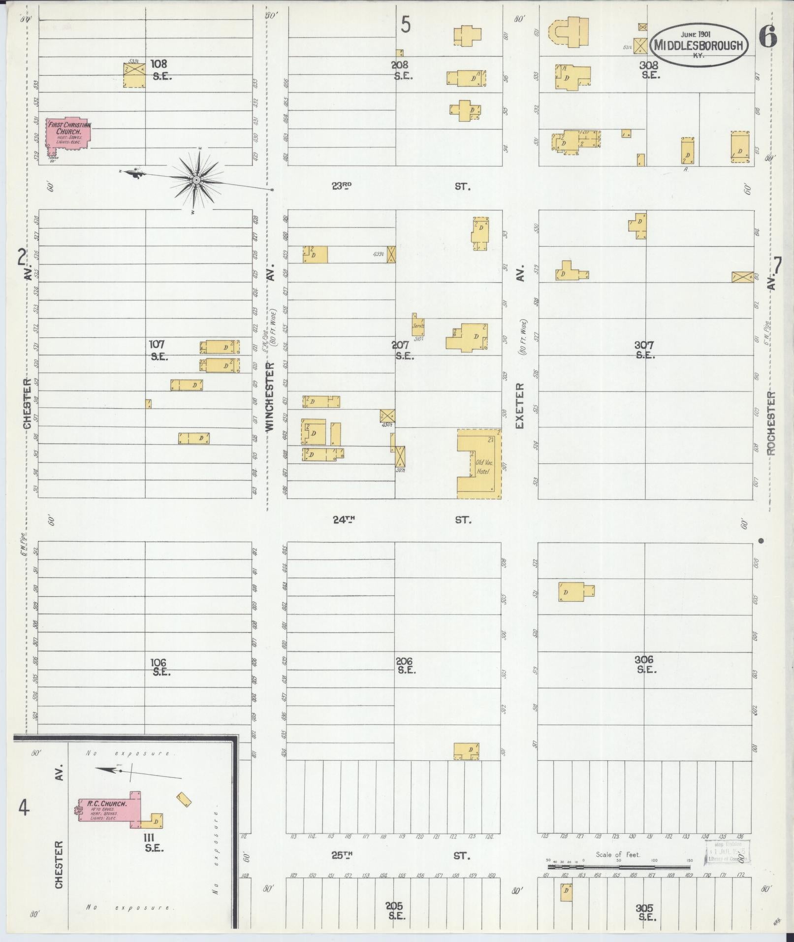 Sanborn Fire Insurance Map from Middlesboro, Bell County, Kentucky (1901), Sheet #0006 - Complete Map Set gallery image, historic Sanborn map, vintage wall art, Kentucky Kentucky