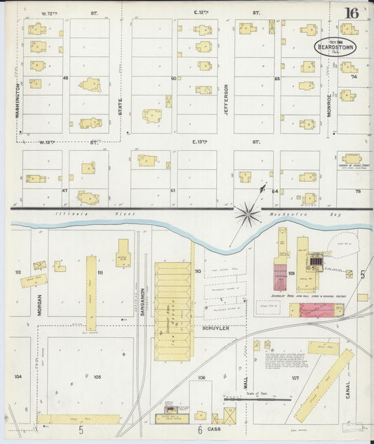 Sanborn Fire Insurance Map from Beardstown, Cass County, Illinois (1906), Sheet #0016 - Historic Sanborn Fire Insurance Map Print, vintage old map wall art, antique decor, genealogy gift, Illinois Illinois map
