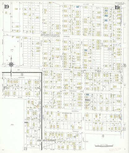 Sanborn Fire Insurance Map from Centralia, Marion, Clinton, Jefferson, and Washington Counties, Illinois (1938), Sheet #0019 - Historic Sanborn Fire Insurance Map Print, vintage old map wall art, antique decor, genealogy gift, Illinois Illinois map