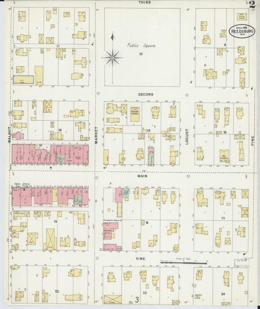 Sanborn Fire Insurance Map from Reedsburg, Sauk County, Wisconsin (1898), Sheet #0002 - Historic Sanborn Fire Insurance Map Print, vintage old map wall art, antique decor, genealogy gift, Wisconsin Wisconsin map