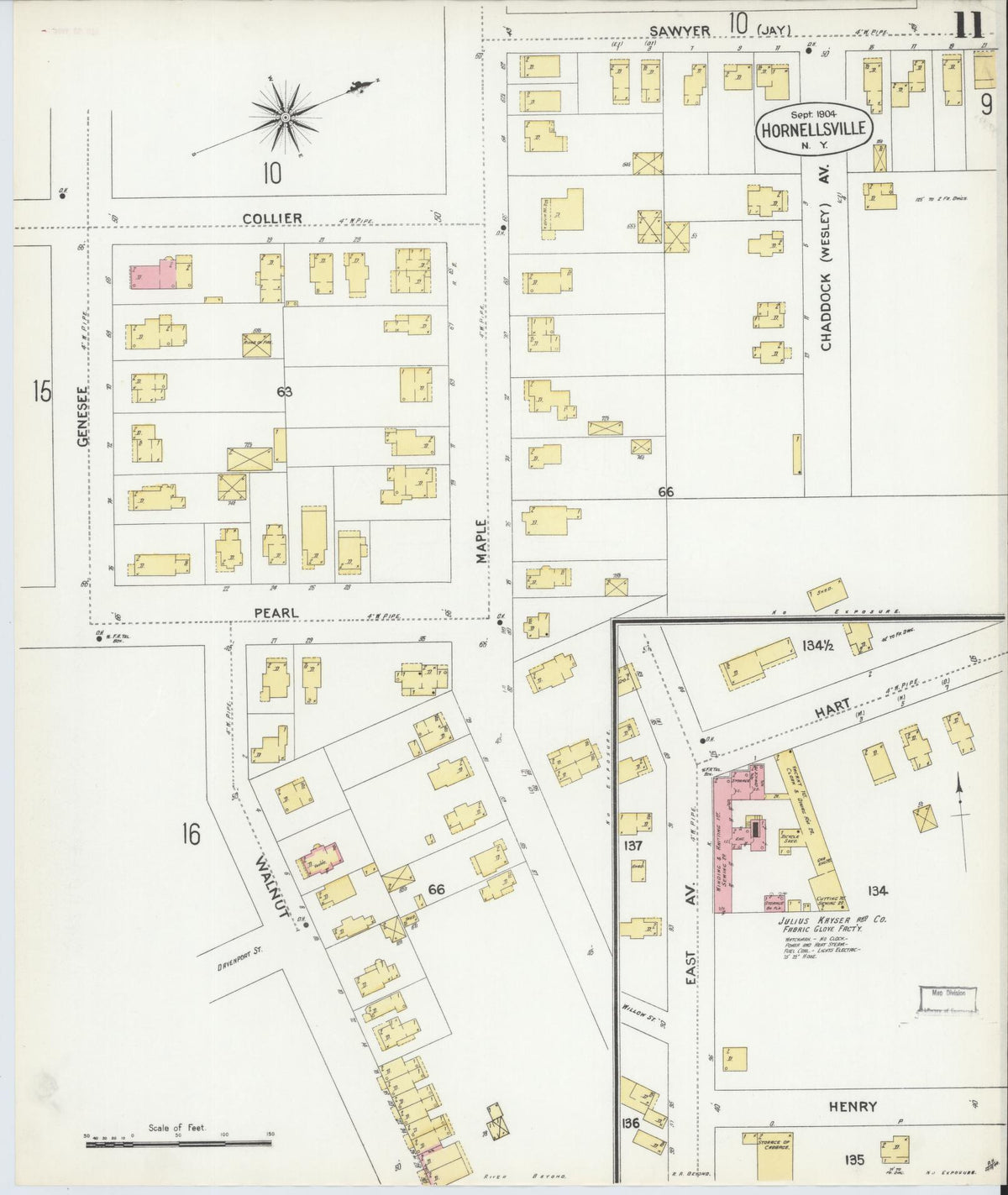 Sanborn Fire Insurance Map from Hornell, Steuben County, New York (1904), Sheet #0011 - Complete Map Set gallery image, historic Sanborn map, vintage wall art, New York New York