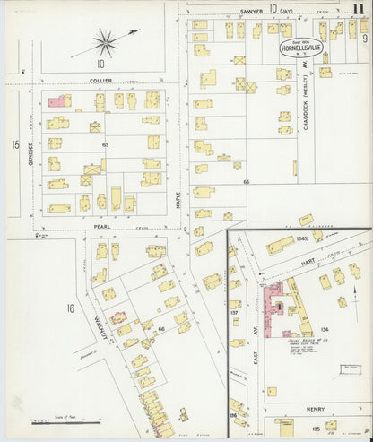 Sanborn Fire Insurance Map from Hornell, Steuben County, New York (1904), Sheet #0011 - Complete Map Set gallery image, historic Sanborn map, vintage wall art, New York New York
