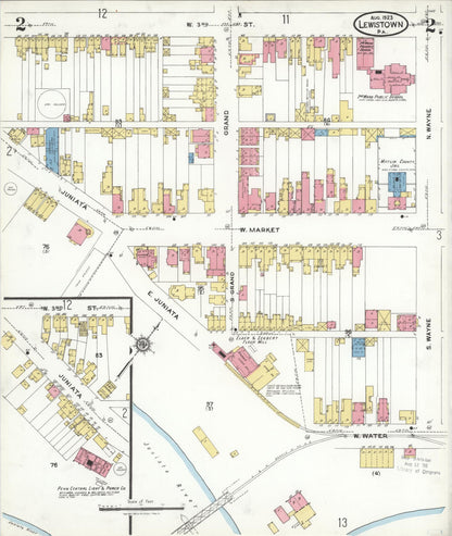 Sanborn Fire Insurance Map from Lewistown, Mifflin County, Pennsylvania (1923), Sheet #0002 - Complete Map Set gallery image, historic Sanborn map, vintage wall art, Pennsylvania Pennsylvania