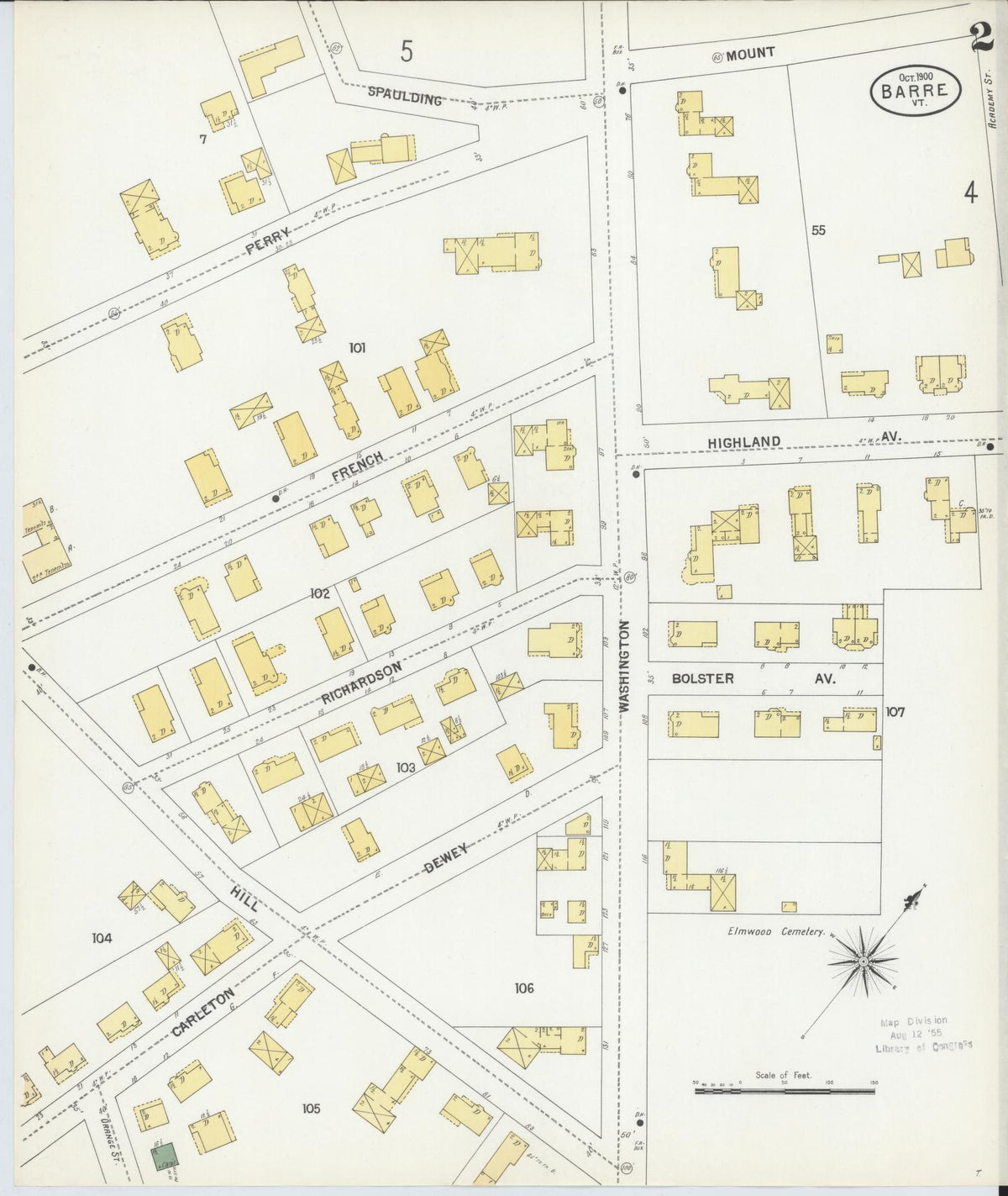 Sanborn Fire Insurance Map from Barre, Washington County, Vermont (1900), Sheet #0002 - Complete Map Set gallery image, historic Sanborn map, vintage wall art, Vermont Vermont